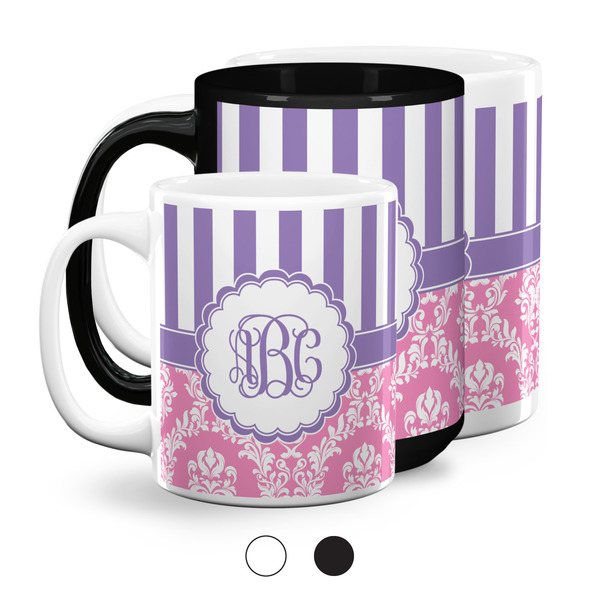 Pink & Purple Damask Coffee Mugs Main