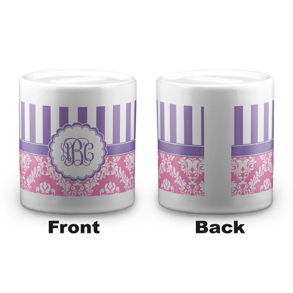 Pink & Purple Damask Coin Bank - Apvl