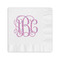 Pink & Purple Damask Coined Cocktail Napkin - Front View