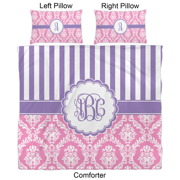 Pink & Purple Damask Comforter Set - King - Approval