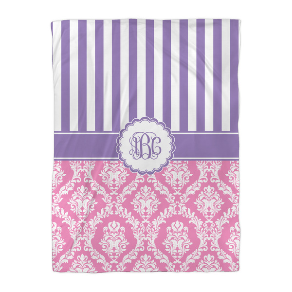 Pink & Purple Damask Comforter - Twin XL - Front