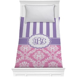 Pink & Purple Damask Comforter - Twin XL (Personalized)