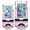 Pink & Purple Damask Compare Phone Stand Sizes - with iPhones
