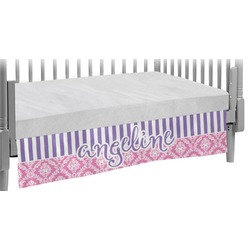Pink & Purple Damask Crib Skirt (Personalized)