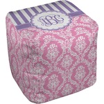Pink & Purple Damask Cube Pouf Ottoman - 13" (Personalized)