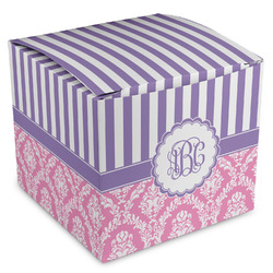 Pink & Purple Damask Cube Favor Gift Boxes (Personalized)