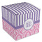 Pink & Purple Damask Cube Favor Gift Box - Front/Main