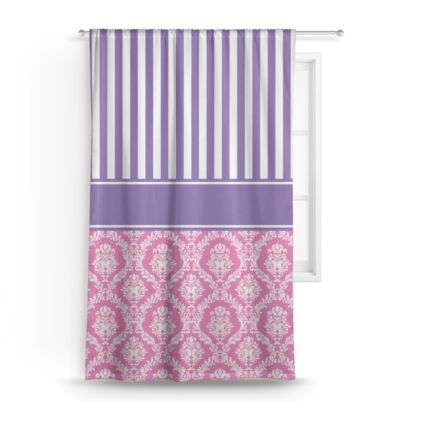 Custom Pink & Purple Damask Curtain - 50"x84" Panel