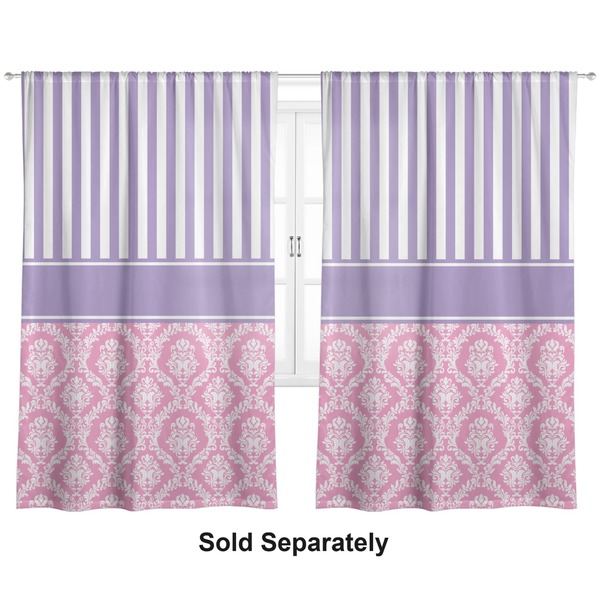 Custom Pink & Purple Damask Curtain Panel - Custom Size