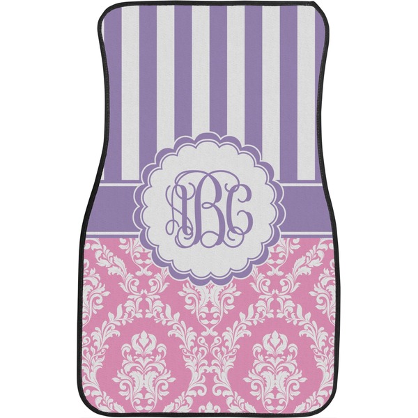 Pink & Purple Damask Custom Car Floor Mats (Front Seat)