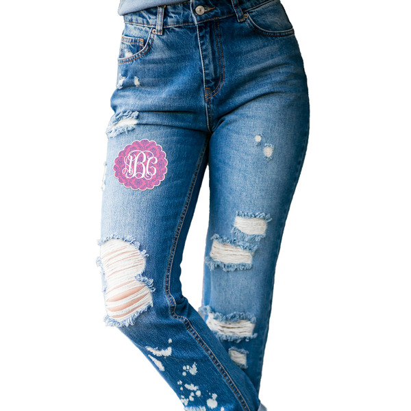 Pink & Purple Damask Custom Shape Iron On Patches - L - single APPROVAL