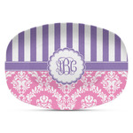 Pink & Purple Damask Plastic Platter - Microwave & Oven Safe Composite Polymer (Personalized)