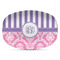 Pink & Purple Damask Plastic Platter - Microwave & Oven Safe Composite Polymer (Personalized)