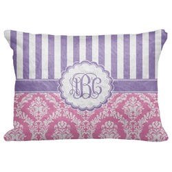 Pink & Purple Damask Decorative Baby Pillowcase - 16"x12" (Personalized)