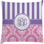 Pink & Purple Damask Decorative Pillow Case (Personalized)