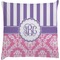 Pink & Purple Damask Decorative Pillow Case (Personalized)