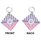 Pink & Purple Damask Diamond Keychain (Front + Back)