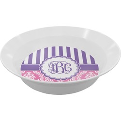 Pink & Purple Damask Melamine Bowl (Personalized)
