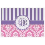 Pink & Purple Damask Laminated Placemat w/ Monogram