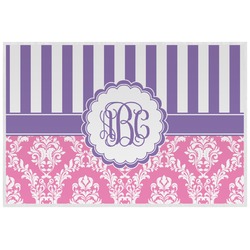 Pink & Purple Damask Laminated Placemat w/ Monogram