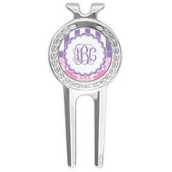 Pink & Purple Damask Golf Divot Tool & Ball Marker (Personalized)