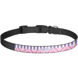 Pink & Purple Damask Dog Collar - Large (Personalized)