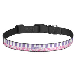Pink & Purple Damask Dog Collar - Medium (Personalized)