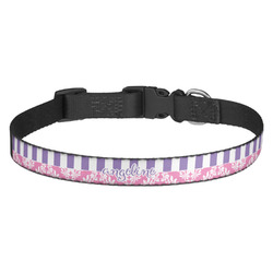 Pink & Purple Damask Dog Collar (Personalized)
