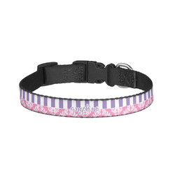 Pink & Purple Damask Dog Collar - Small (Personalized)