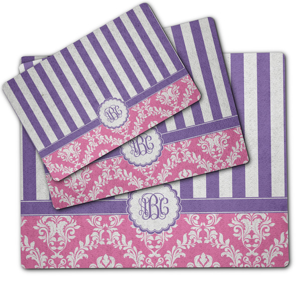 Pink & Purple Damask Dog Food Mat - MAIN (sm, med, lrg)