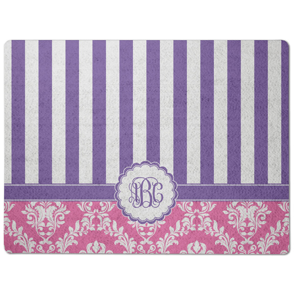 Pink & Purple Damask Dog Food Mat - Medium without bowls