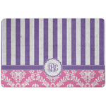 Pink & Purple Damask Dog Food Mat w/ Monogram