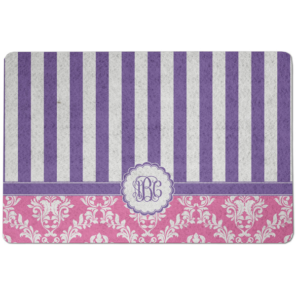 Pink & Purple Damask Dog Food Mat - Small without bowls