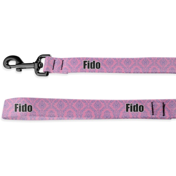 Custom Pink & Purple Damask Deluxe Dog Leash (Personalized)