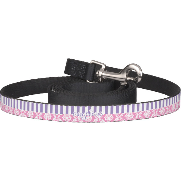 Custom Pink & Purple Damask Dog Leash (Personalized)