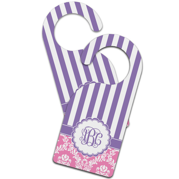 Pink & Purple Damask Door Hanger - MAIN