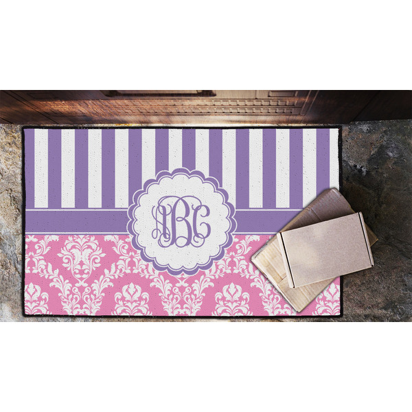Pink & Purple Damask Door Mat - LIFESTYLE (Lrg)