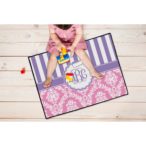 Pink & Purple Damask Door Mats - LIFESTYLE kid