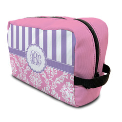 Pink & Purple Damask Men's Toiletry Bags (Personalized)