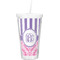Pink & Purple Damask Double Wall Tumbler with Straw (Personalized)