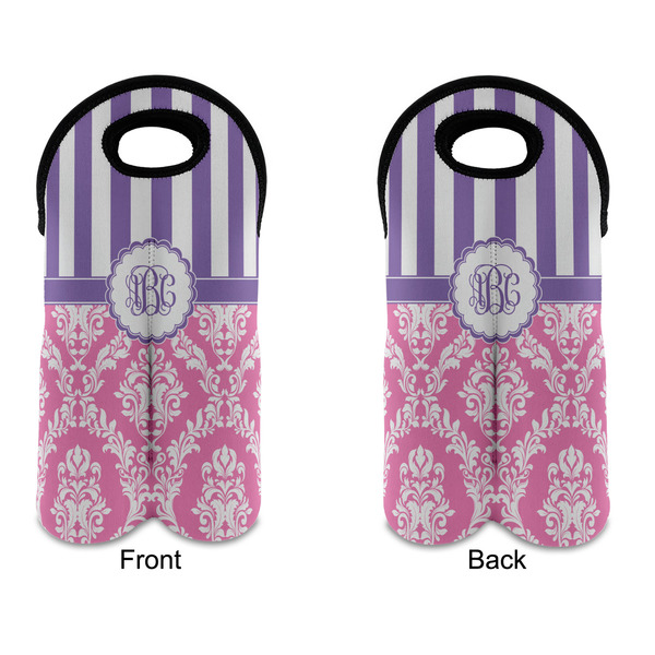 Pink & Purple Damask Double Wine Tote - APPROVAL (new)