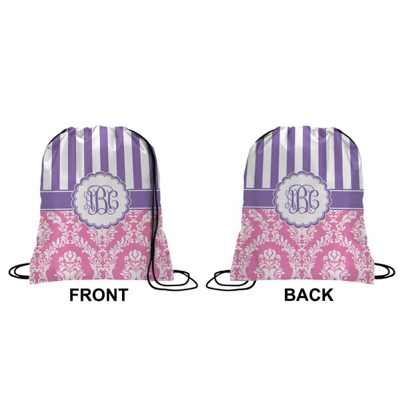 Pink & Purple Damask Drawstring Backpack