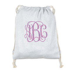 Pink & Purple Damask Drawstring Backpack - Sweatshirt Fleece - Double Sided (Personalized)