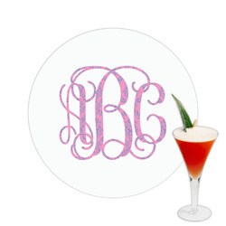 Pink & Purple Damask Printed Drink Topper -  2.5" (Personalized)