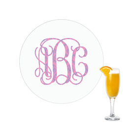 Pink & Purple Damask Printed Drink Topper - 2.15" (Personalized)