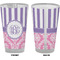 Pink & Purple Damask Pint Glass - Full Color - Front & Back Views