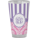 Pink & Purple Damask Pint Glass - Full Color (Personalized)