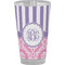 Pink & Purple Damask Pint Glass - Full Color - Front View