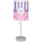 Pink & Purple Damask 7" Drum Lamp with Shade Linen (Personalized)