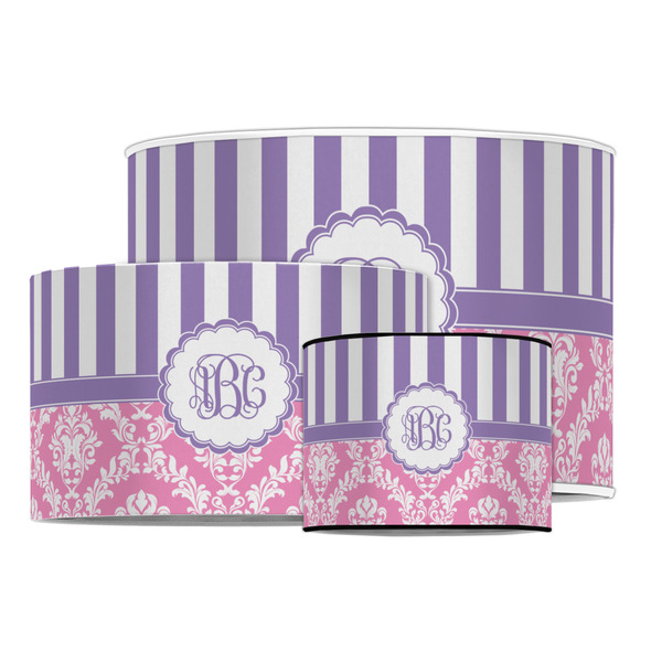 Pink & Purple Damask Drum Lampshades - MAIN